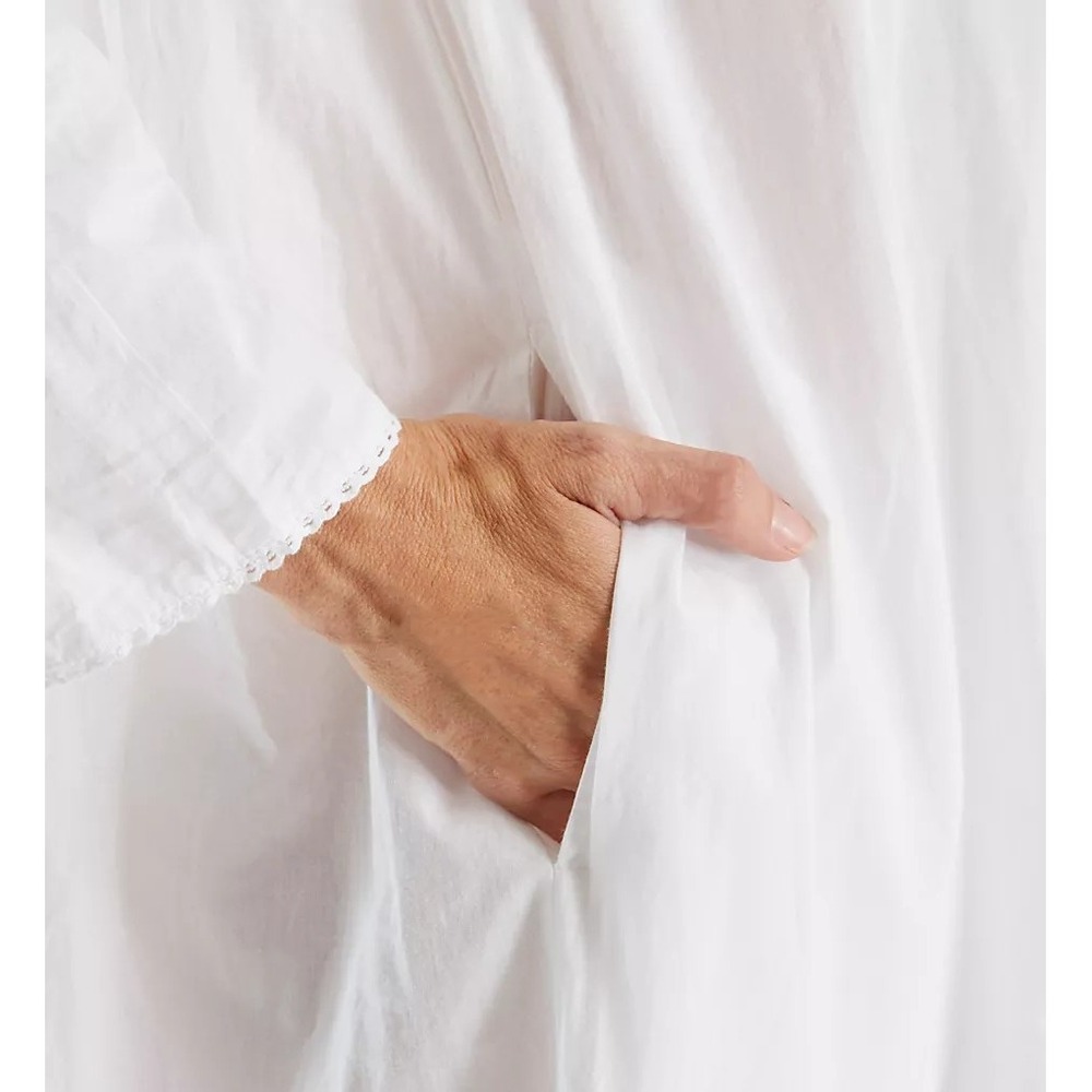 La Cera Long White Nightgown With Embroidery Embellishments Large 100% Cotton - Picture 16 of 16